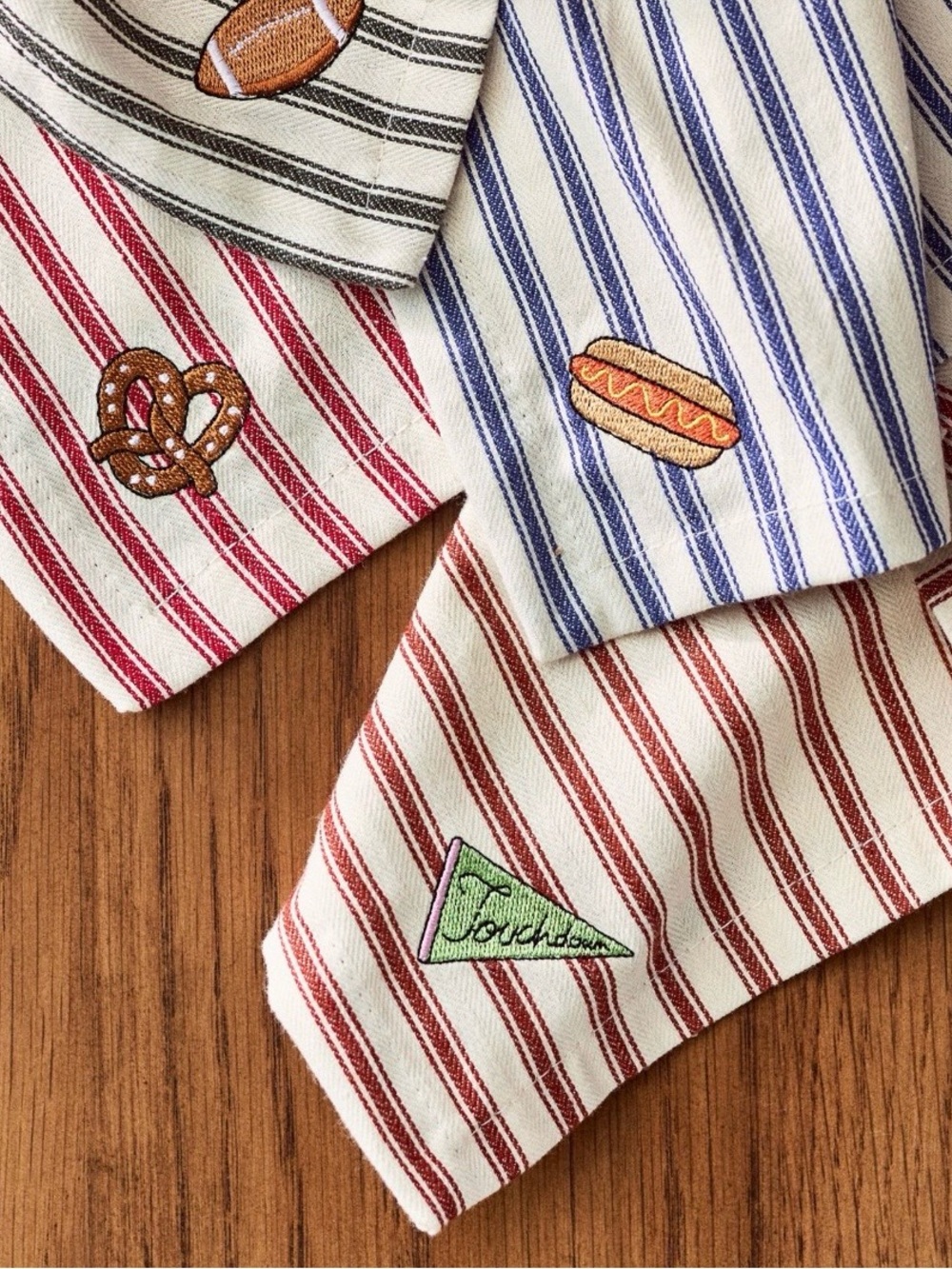 Anthropologie Frasier Sterling Game Day Icon Striped Napkins Set of 4